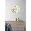 Tempered Glass Wall Clock with Leaf Design, Modern Minimalist Botanical Home Decor, Large Beige Circular Timepiece for Kitchen or Office-525780936-525780938