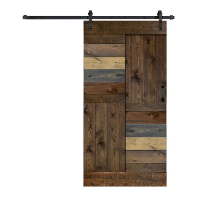 Porte de grange à panneaux en bois S Series avec trousse de quincaillerie d'installation