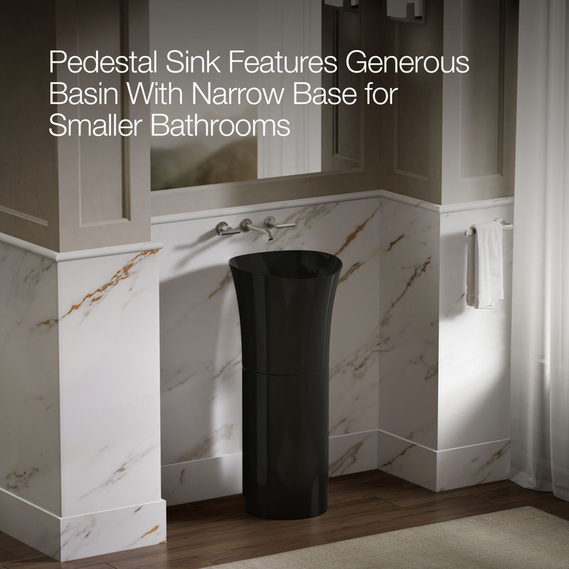 Veil® Pedestal Bathroom Sink, Black Black™