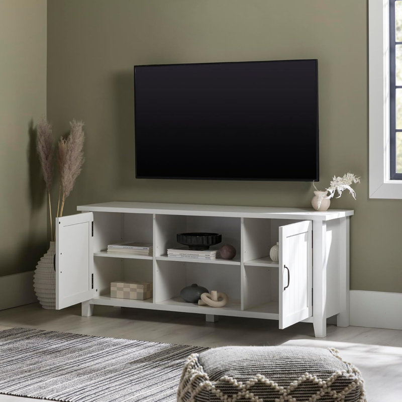 Buren Classic TV Stand With Open Storage And Adjustable Shelves For Tvs Up To 65 Inches, Cord Management, Ready-To-Assemble