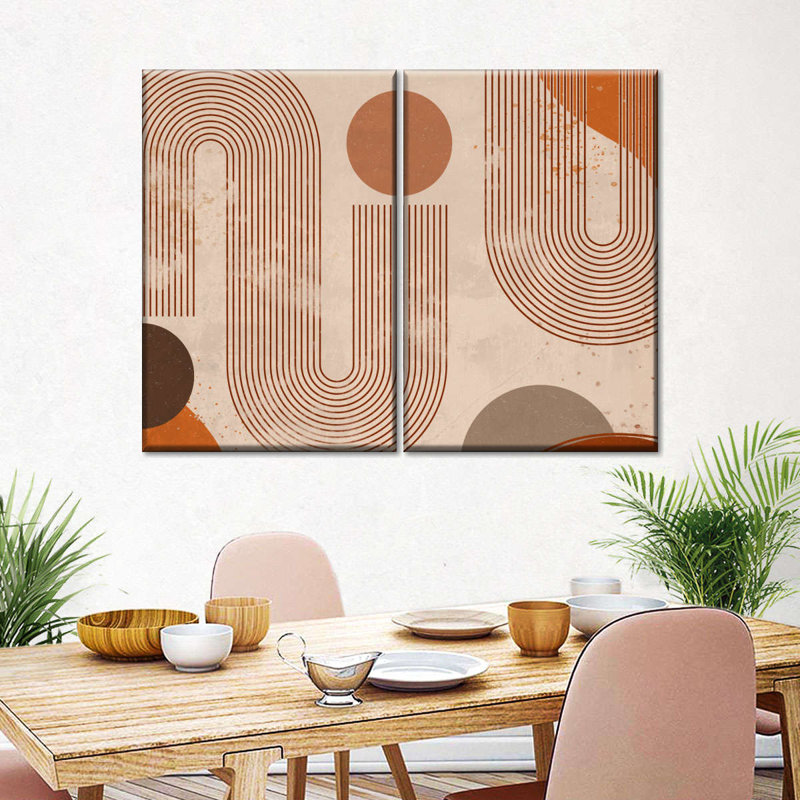 Boho abstrait 4 pièces, H 42 po x l 68 po x P 1,25 po