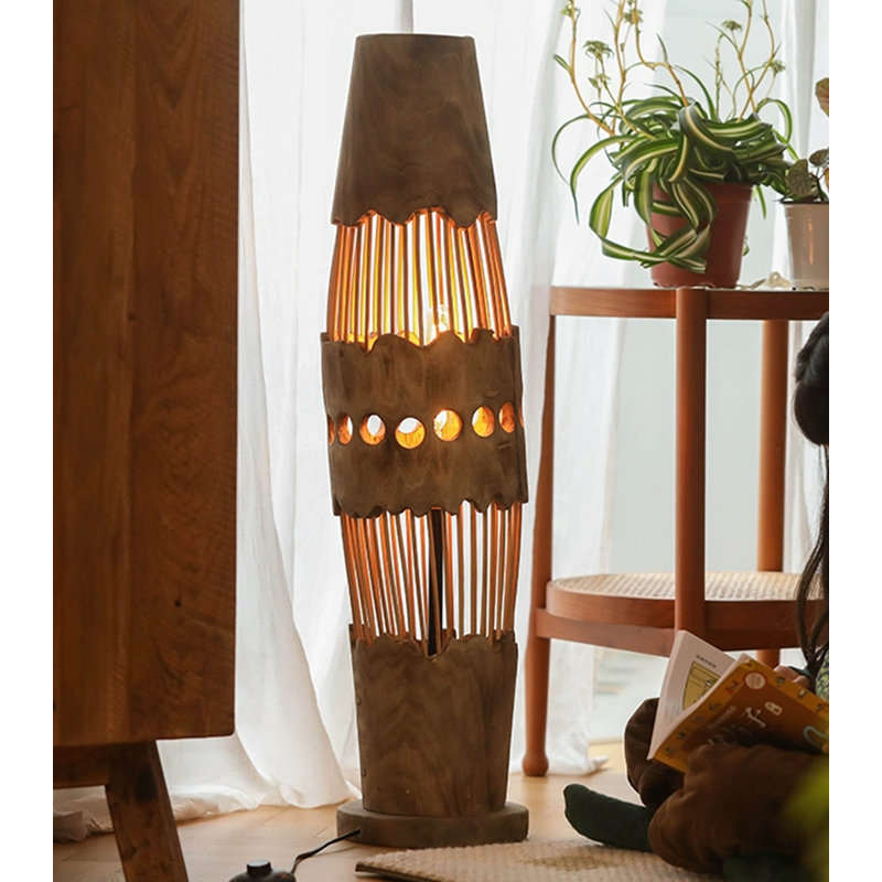 Vertical Slatted Distressed Wood Light Ornament
