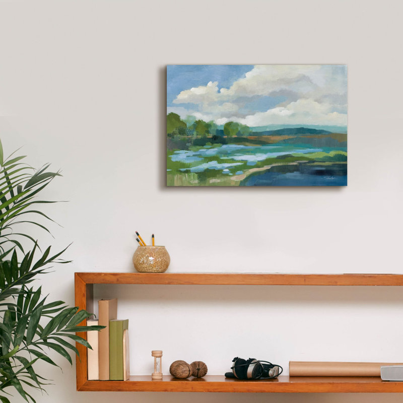  «Blue Coastal Flowers» par Silvia Vassileva, art mural sur toile, 18 po x 12 po, H 12 po x l 18 po