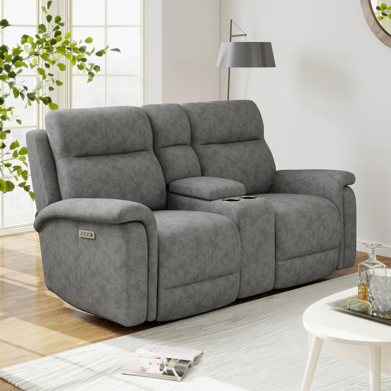 Causeuse inclinable électrique 78 po, Mélange de polyester gris
