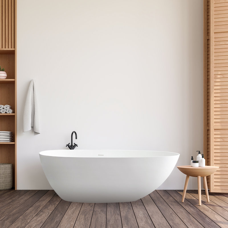 Giotto 66.9'' x 33.5'' Soaking Stone Rein Bathtub