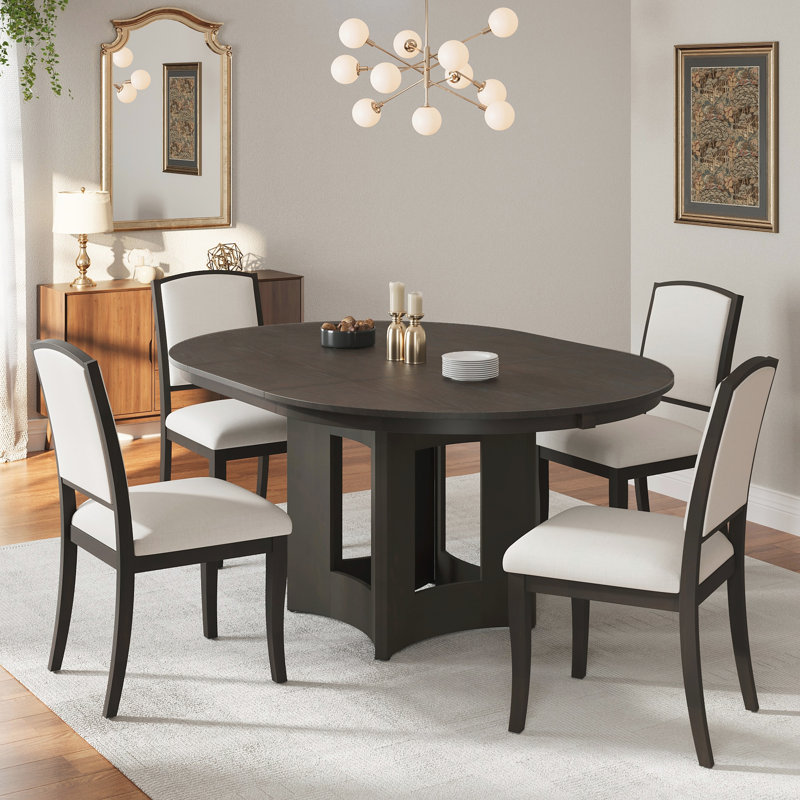 Ensemble de table de salle à manger extensible pour 4 à 5 pièces Farmhouse, Beige;Espresso