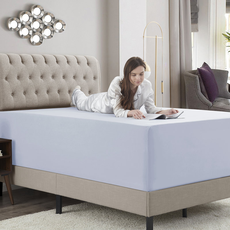 Drap-housse uni Empyrean Bedding, Drap-housse très grand californien, Bleu glacier