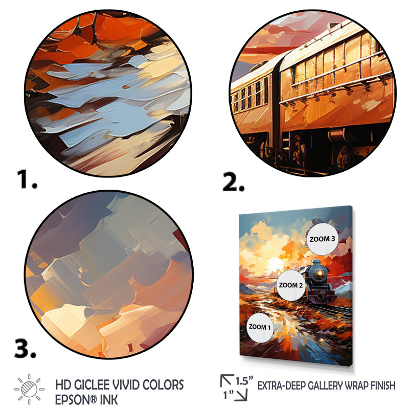 Orange Train Sublime Landscapes " Orange Train Sublime Landscapes ", Gold Picture Framed, 32" H x 24" W x 1" D