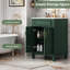 Meuble-lavabo de salle de bain avec lavabo en céramique, 2 portes à fermeture douce et tablette réglable-119972776