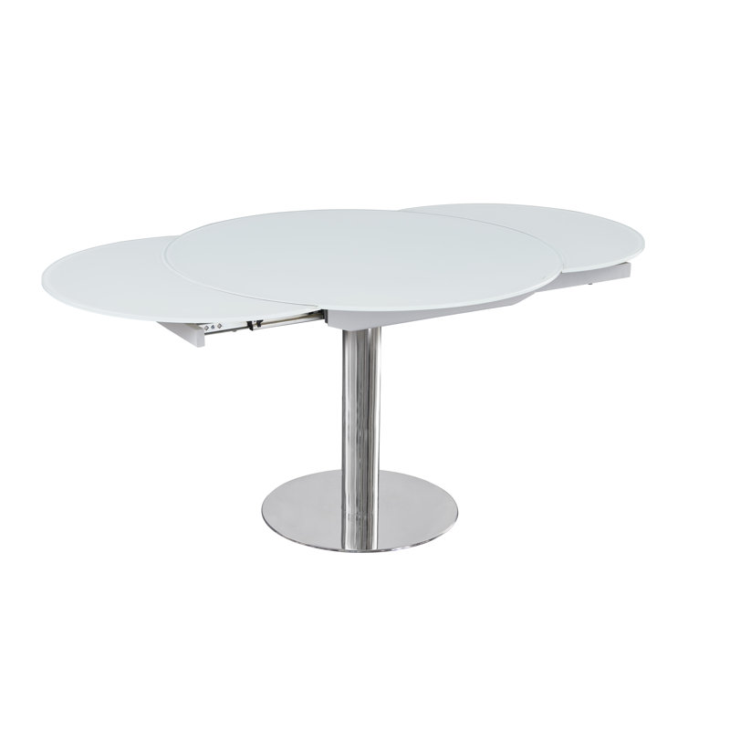 Aydelin Extendable Round Glass Top Metal Base Dining Table