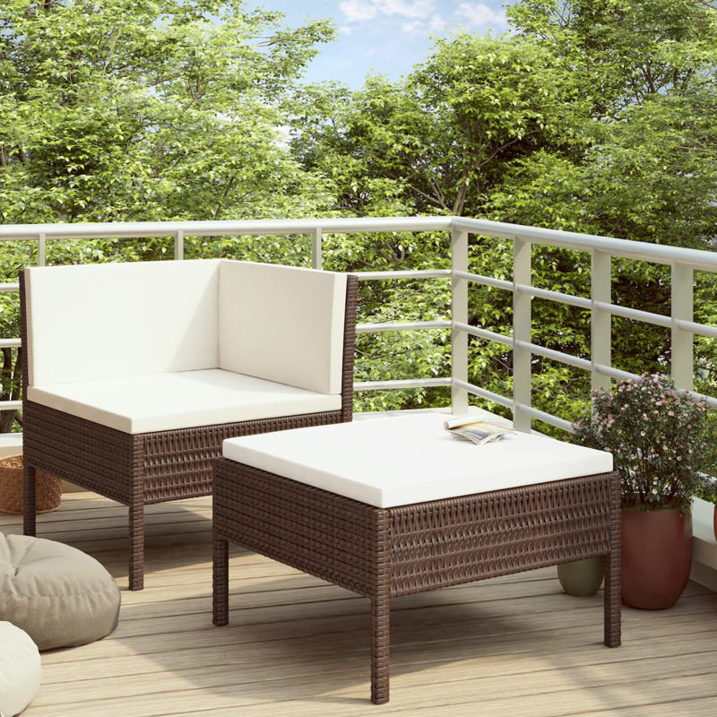 Chaise de patio Peder, Blanc crème, Brun