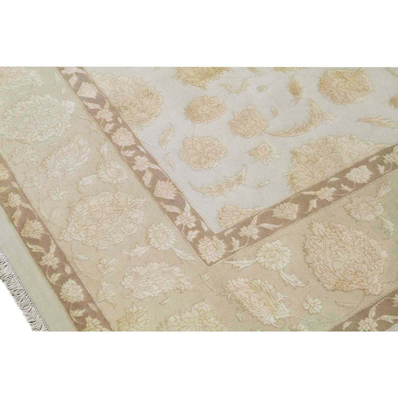 Tapis gris / taupe / ivoire noué à la main de haute qualité