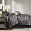 Édredon grand 7 pièces gris - Literie avec motifs de feuilles accrocheurs-122456421-122456424