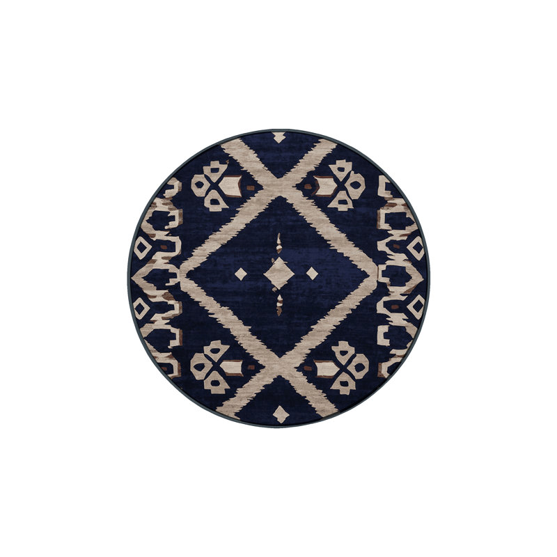 Machine Washable Gray Area Rug, Round 4'