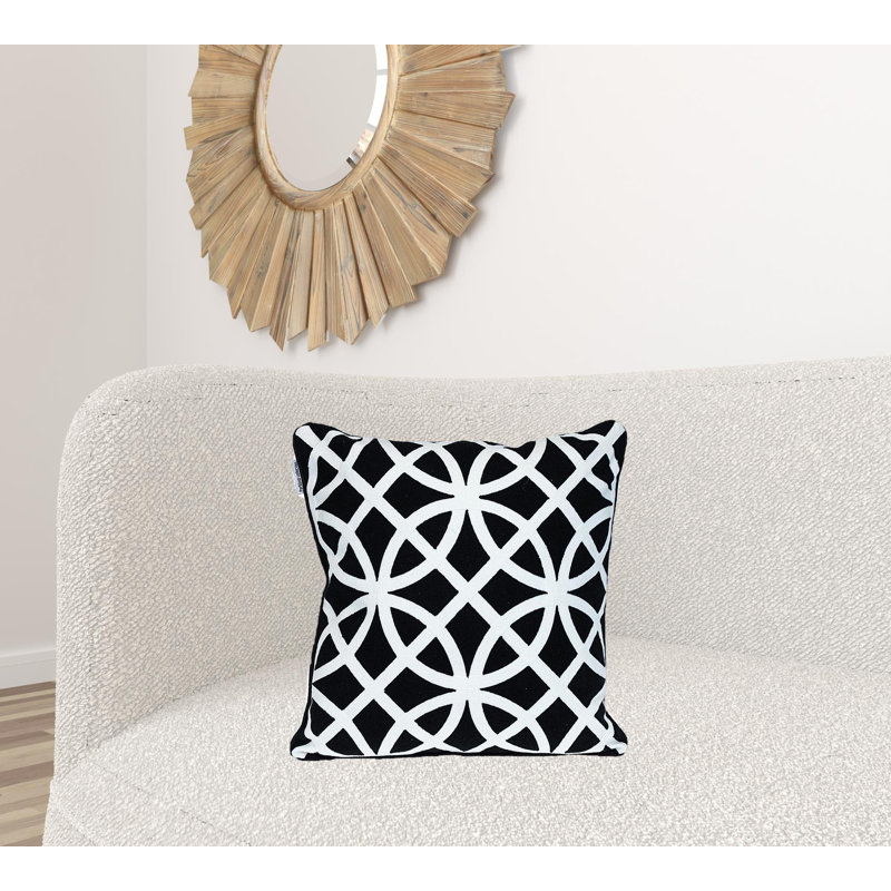 Coussin 100% coton à fermeture à glissière, Noir