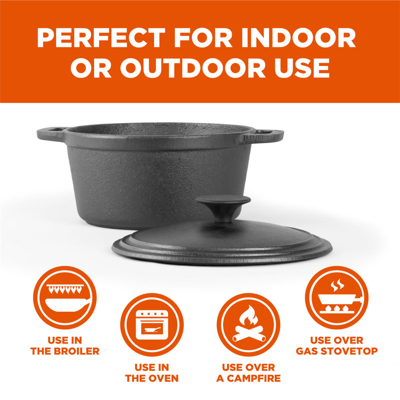 CHCI Series Commercial Chef Cast Iron Dutch Oven, 3.4 qt