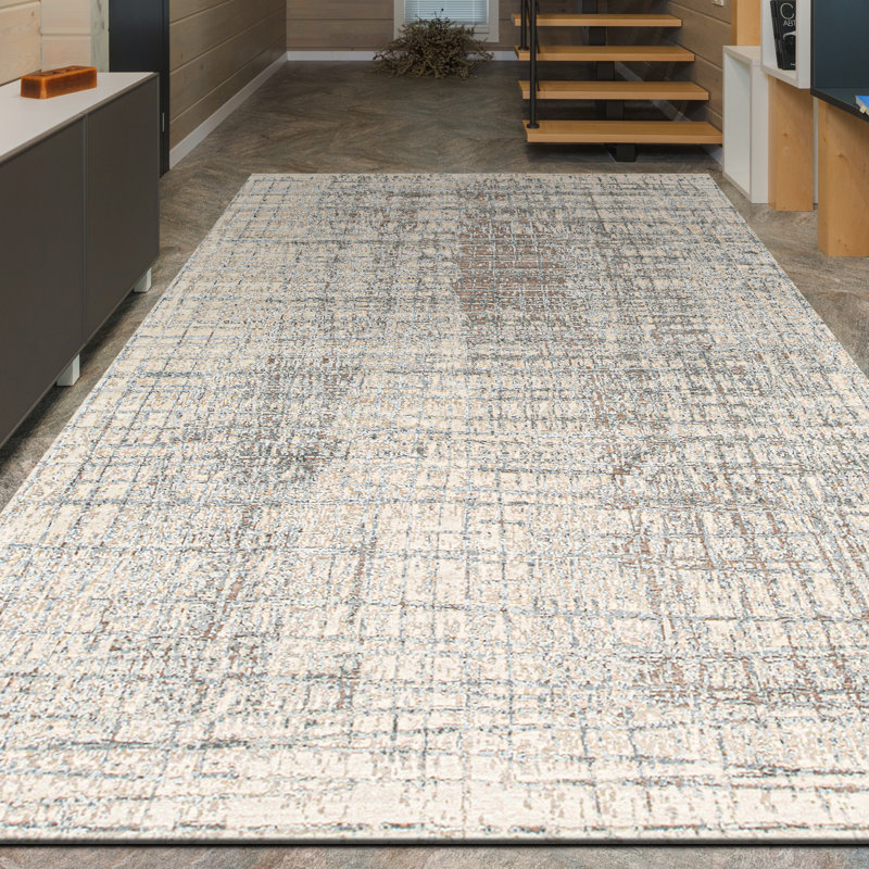 Wool Abstract Area Rug, Rectangle 10' x 14'