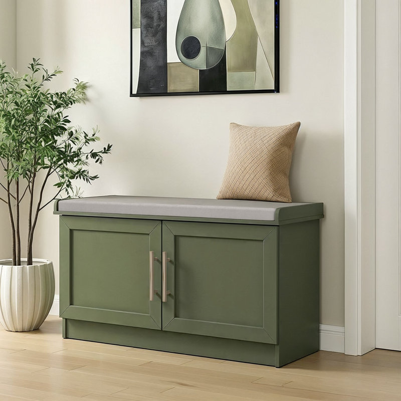 2 Door Storage Bench, Kale Green