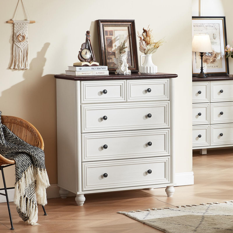 Ensemble de commode 5 tiroirs et 2 tables de chevet, mobilier de chambre en bois de ferme avec stations de charge et colonne romaine pour la chambre à coucher, le salon et le couloir