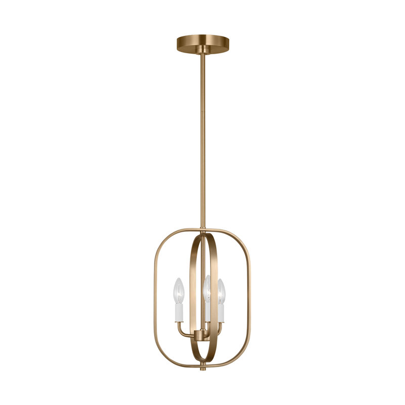 Lustre à trois lumières Loretto de Génération Éclairage , Trois lumières, Laiton satiné, H 15 po x l 10,875 po x P 10,875 po