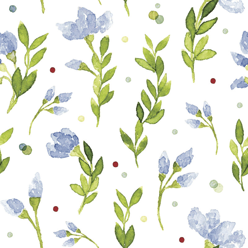 «Taytum Flowers», motif sans soudure - impression, H 12 po x l 12 po