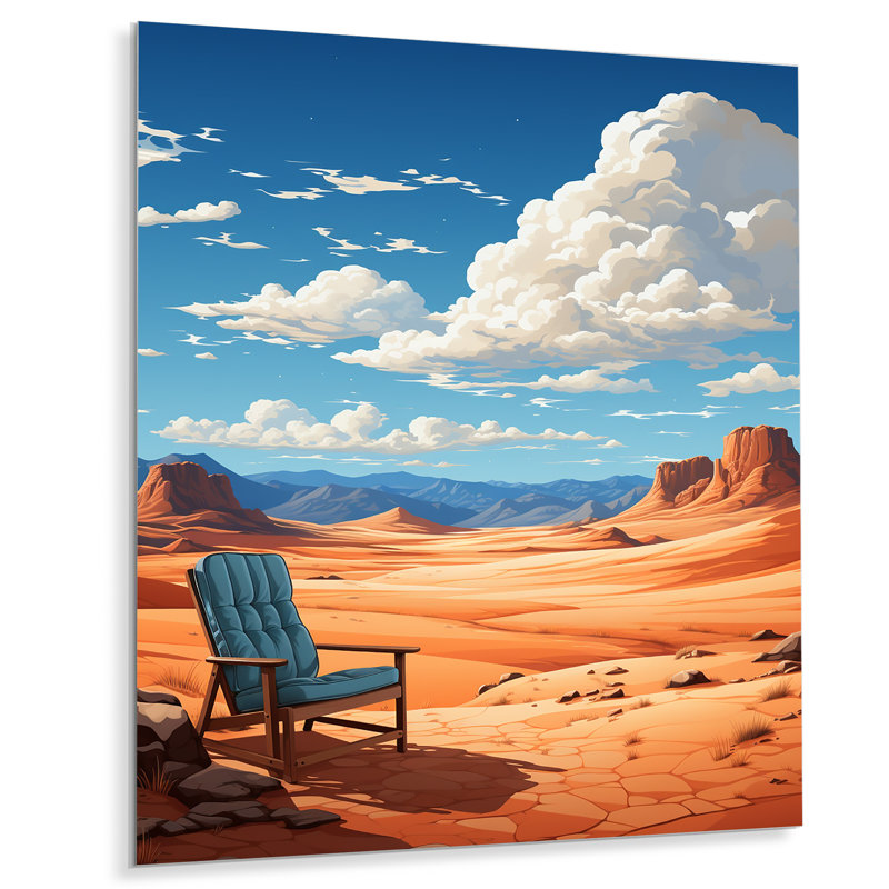 Sunlit Serenity Desert Solitude - désert, art mural en métal, H 40 po x l 30 po x P 1,5 po