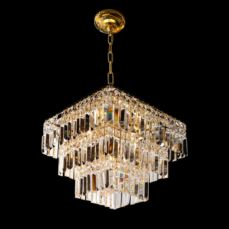 Abdirisaq 5 - Light Crystal Dimmable Square / Rectangle Chandelier, Gold