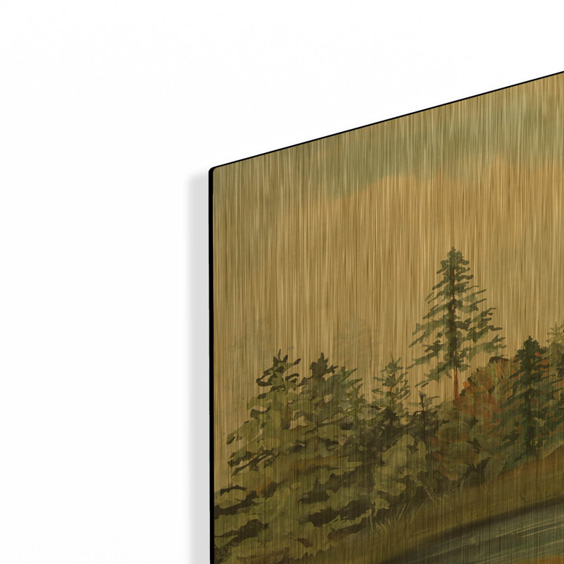 «Wilderness Lodge S» par Jean Plout, art mural en métal doré, 36 po x 24 po, 36"x24"