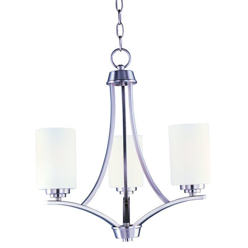 Lustre classique/traditionnel ombré 3 lumières Prompton, Nickel satiné