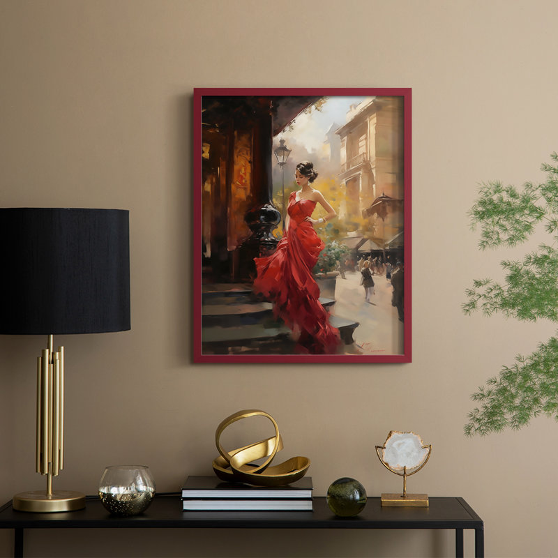 Reproduction encadrée WOMEN Series CDLXV - bois massif, H 11 po x l 9 po, Rouge