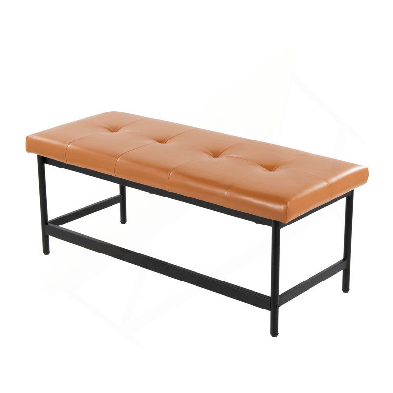 Banc en métal noir et similicuir, Chameau