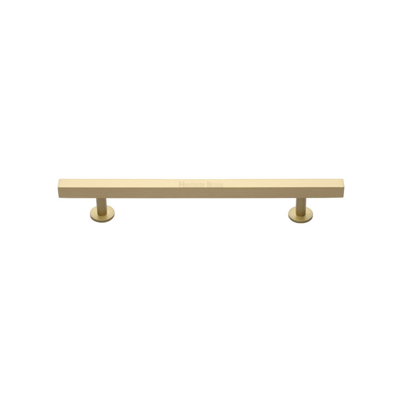 Heritage Brass Heritage Cabinet Pull Square Design with Footings, Satin Brass, 12.8cm