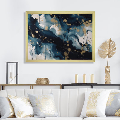 «Blue and White Abstracted Art liquide I», reproduction sur toile