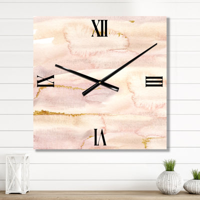 Pastel Abstract with Pink Beige & Yelllow Spots - Modern Wall Clock