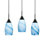 Ensemble de 3 mini-luminaires suspendus en verre noir et bleu