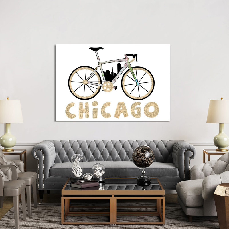 «Chicago Bike» par Paper Cutz, impression sur toile tendue, H 40 po x l 60 po x 1,5 po