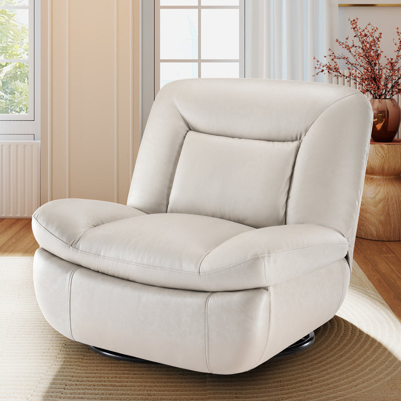 Chaise d'appoint pivotante et berçante en similicuir, Beige