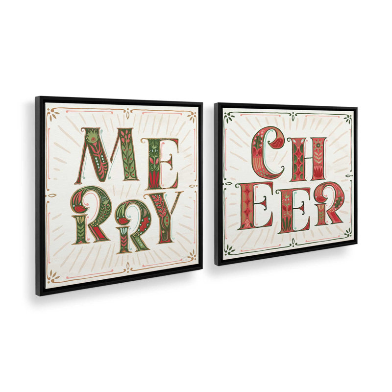 Merry Bright, ensemble de 2 impressions sur toile, H 33 po x l 66 po, Impression encadrée sans passe-partout, Noir satiné