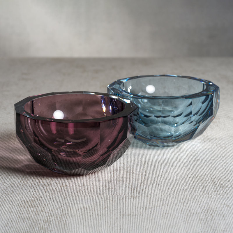 Bol en verre taillé Valmorel, Bleu ciel