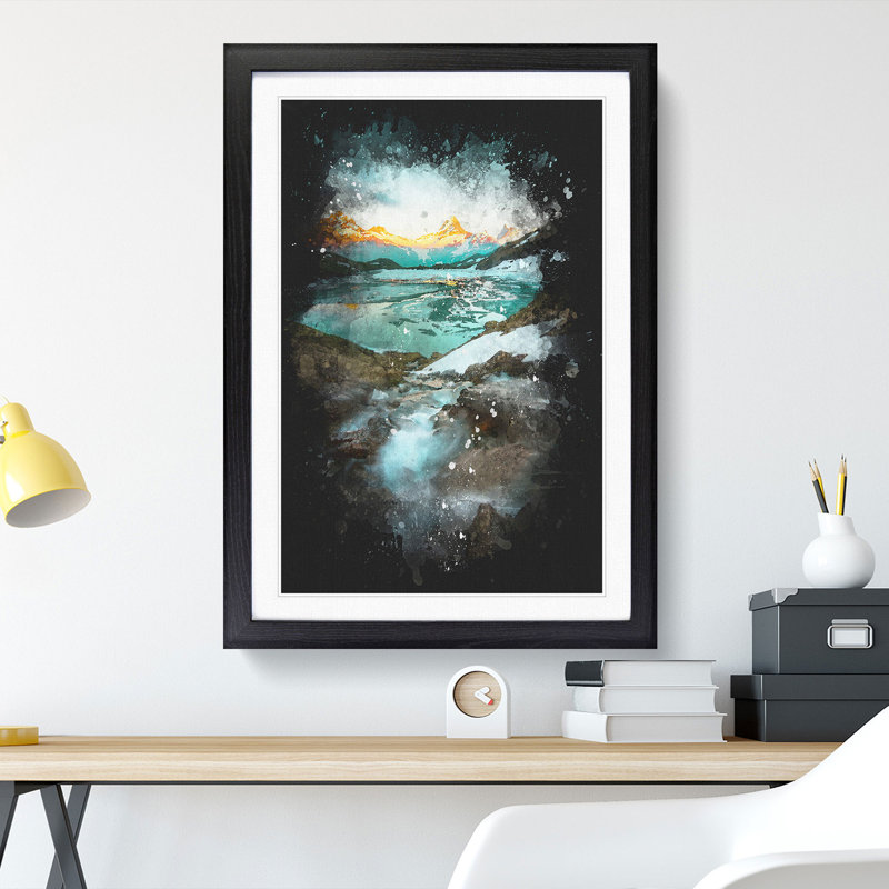 Mountain View in Switzerland - Picture Frame Graphic Art Print, 33cm H x 24cm W x 2cm D, Black Framed