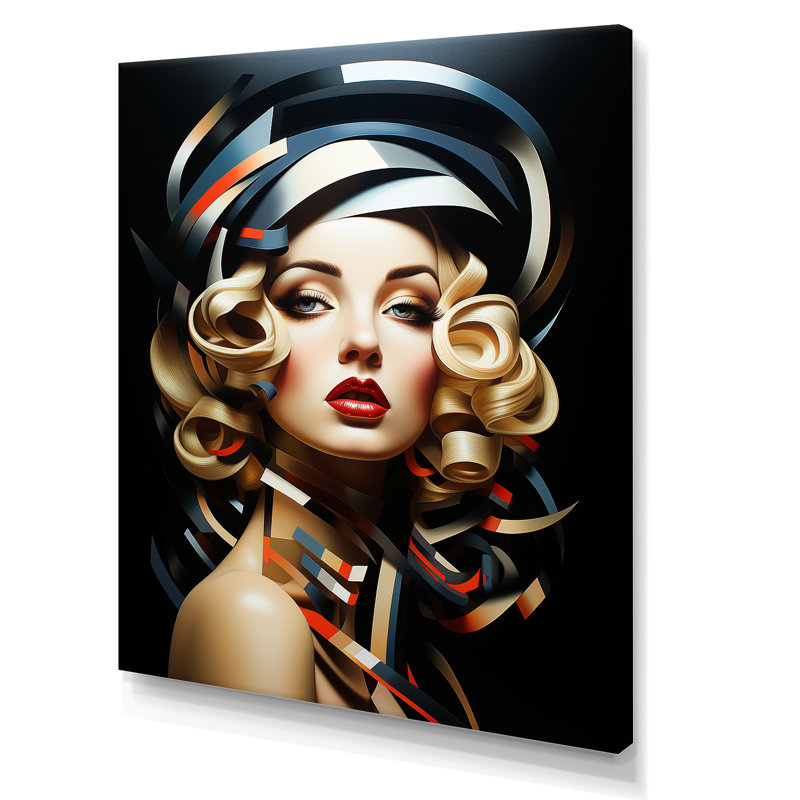 Vert et rouge Urban Elegance 60S Woman II - mode femme, art mural, Toile tendue, H 40 po x l 30 po x P 1,5 po