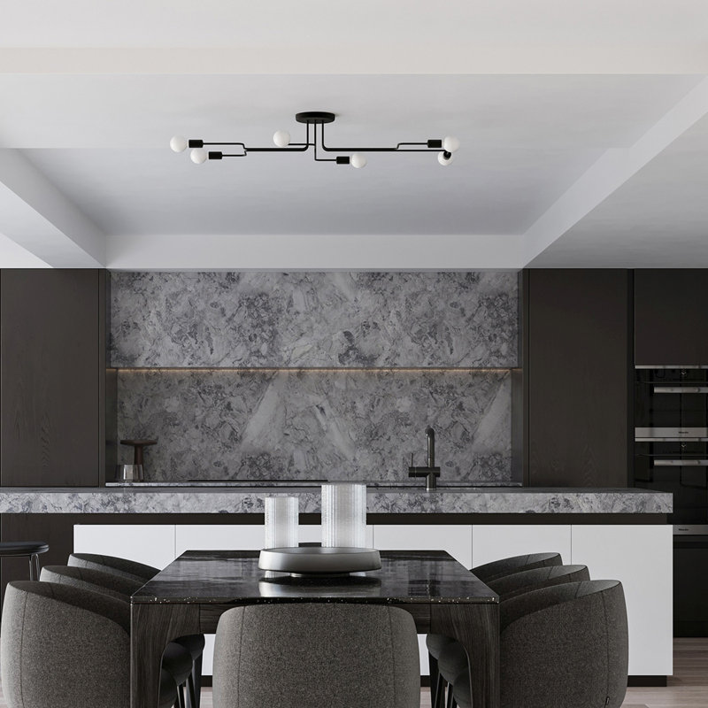 Chandelier VECTOR , 15.5cm H x 56cm W x 103cm D, Black, 8 Lights
