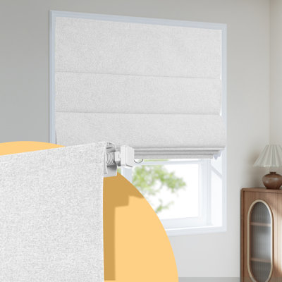 No Tools No Drill Top Down Bottom Up Roman Shades for Windows,Cordless Blackout Window Shades,White,59"W X 48"H