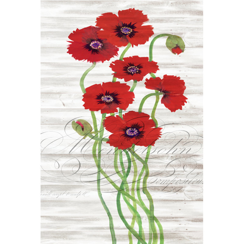 Panneau rouge coquelicot II, H 30 po x l 20 po