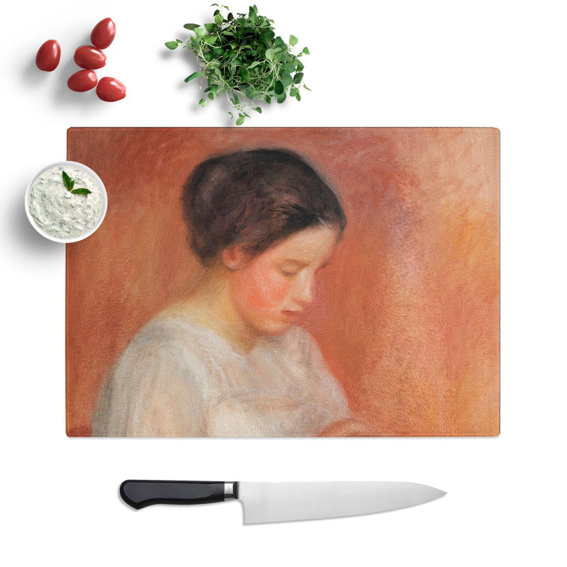 Woman Sewing by Pierre-Auguste Renoir Chopping Board, 28.5cm W x 39cm L