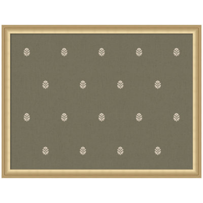 Kate and Laurel Framed Fabric Pinboard Beige Botanical Block Print Printed Linen Casual Bulletin Board for Use as a Vision Board or Wall Organization