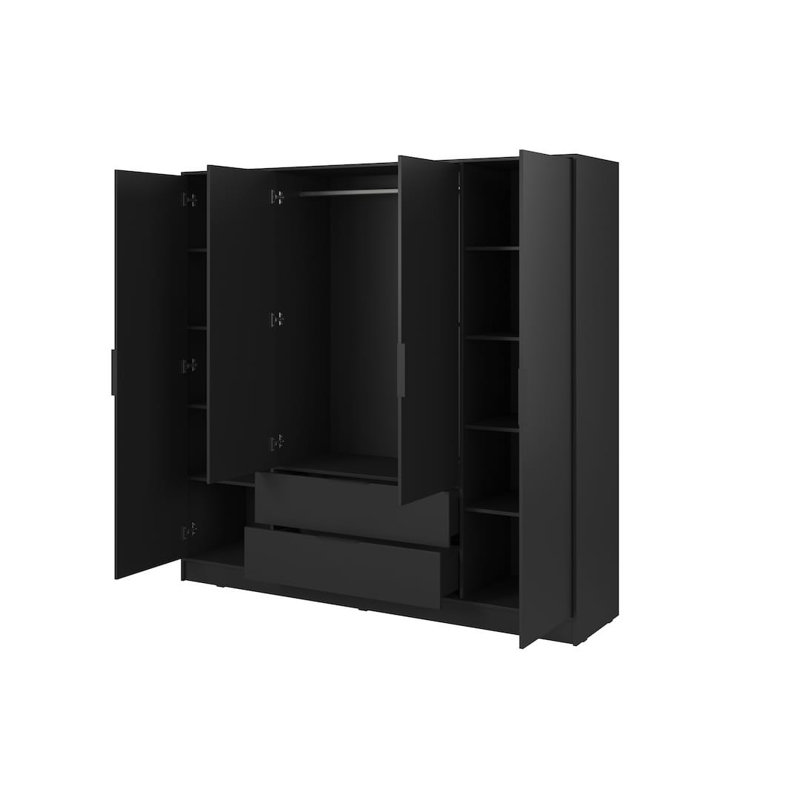 Bonface 4 Door Manufactured Wood Wardrobe, Black
