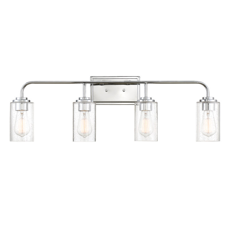 Cam Dimmable Vanity Light, Chrome, 4 Lights, 32" Width
