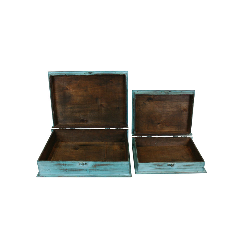 Ensemble de 2 boîtes à livres Turquoise Vintage
