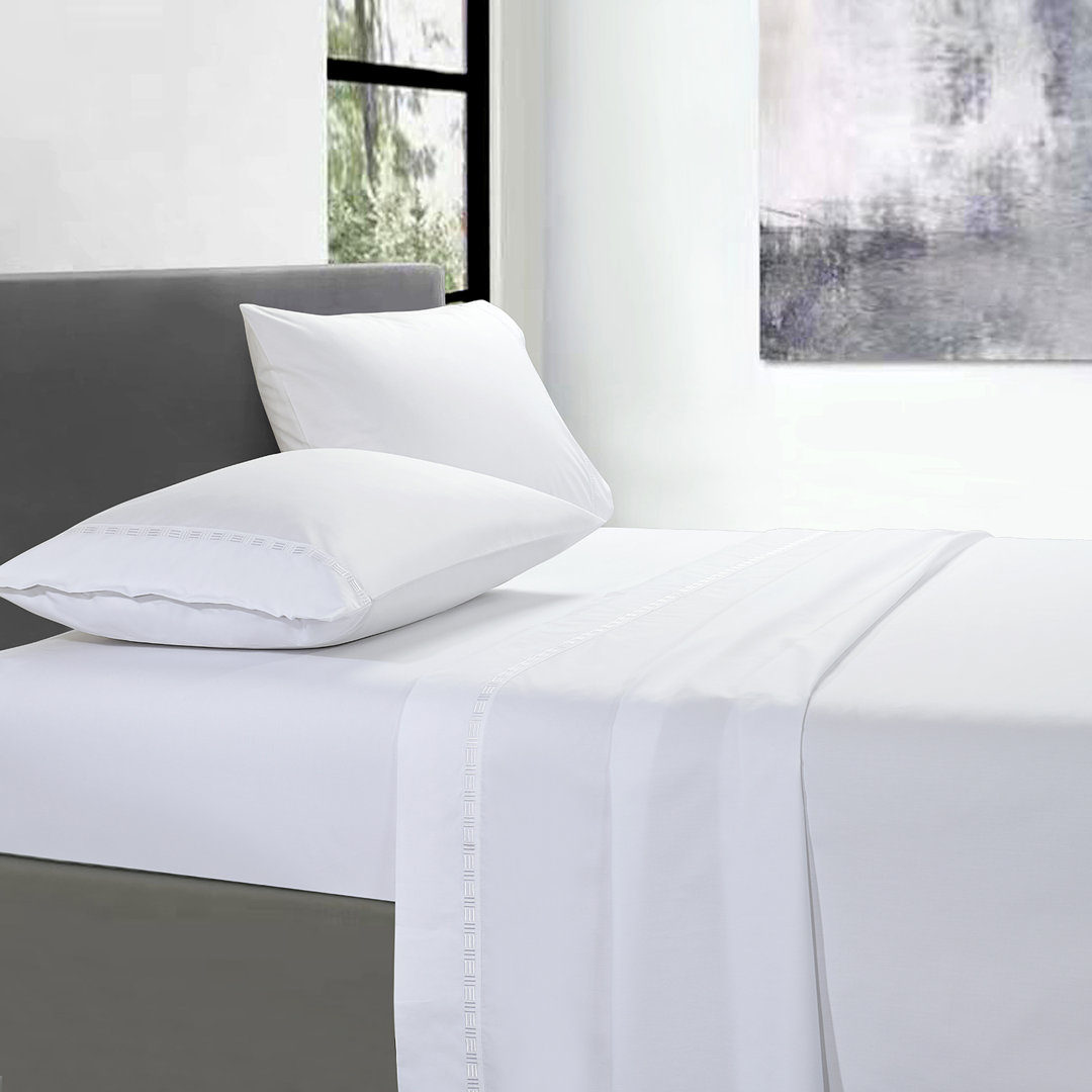 Hotel Grand TENCEL Lyocell And Cotton Blend Embroi Sateen Sheet Set Hotel Grand 